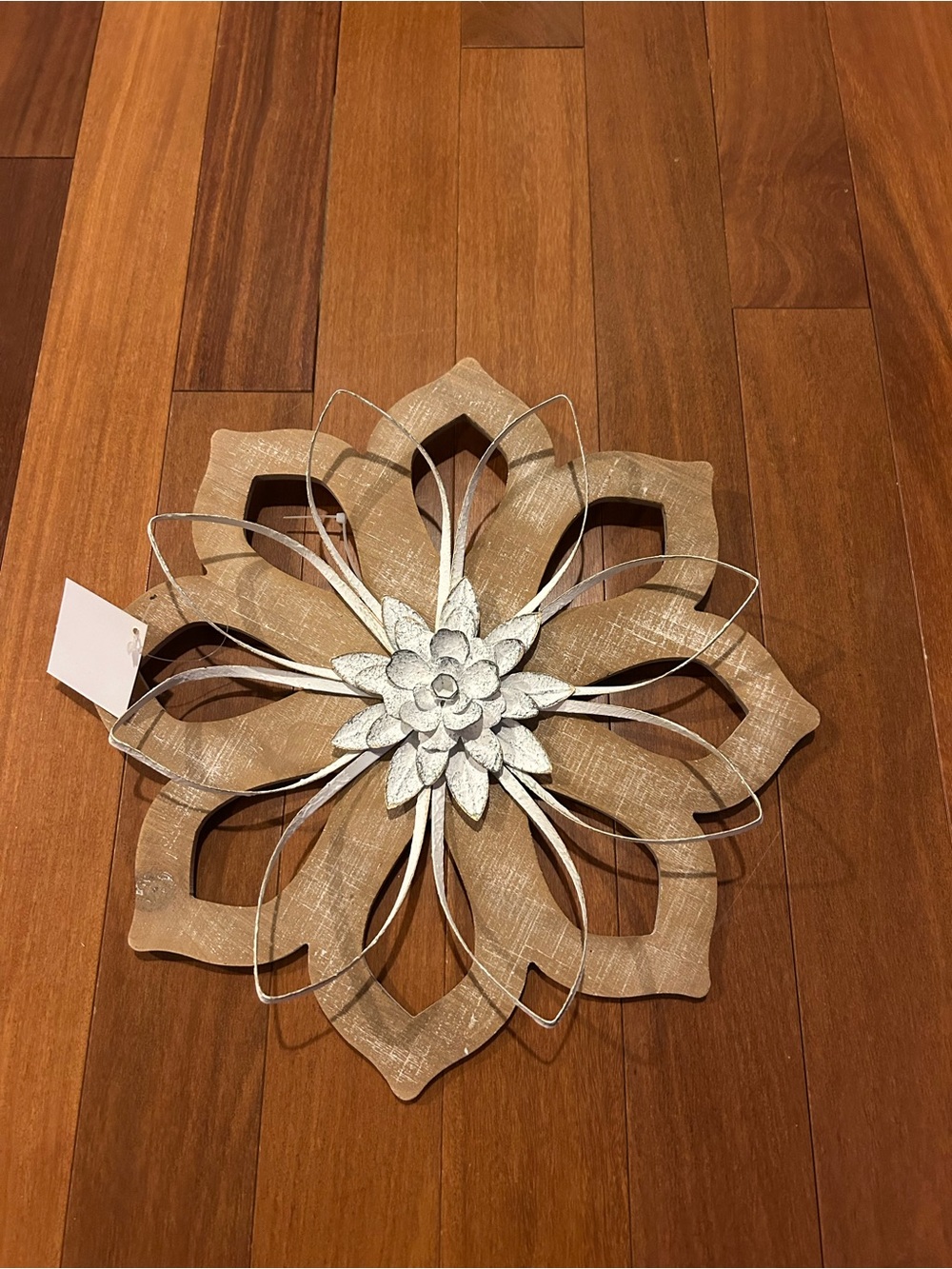 Neutral Wood and White Floral Wall Decor